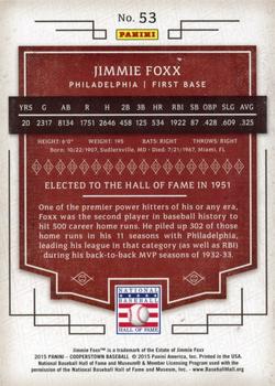 2015 Panini Cooperstown - HOF Chronicles Red #53 Jimmie Foxx Back