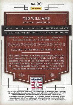 2015 Panini Cooperstown - HOF Chronicles Red #90 Ted Williams Back