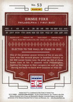 2015 Panini Cooperstown - HOF Chronicles Blue #53 Jimmie Foxx Back
