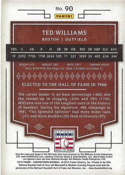 2015 Panini Cooperstown - HOF Chronicles Blue #90 Ted Williams Back