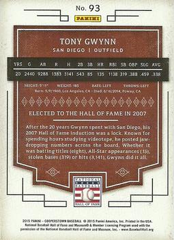 2015 Panini Cooperstown - HOF Induction Red #93 Tony Gwynn Back