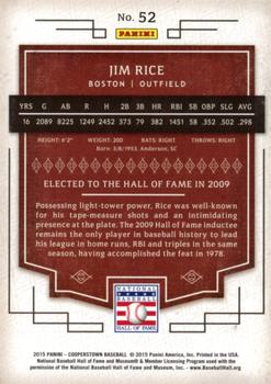 2015 Panini Cooperstown - HOF Induction Blue #52 Jim Rice Back