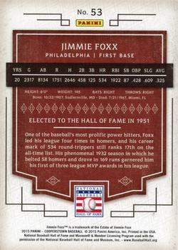 2015 Panini Cooperstown - HOF Induction Blue #53 Jimmie Foxx Back