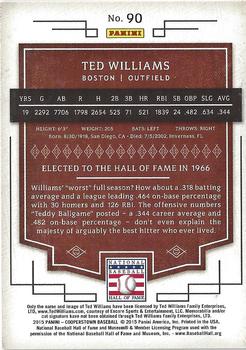 2015 Panini Cooperstown - HOF Induction Blue #90 Ted Williams Back