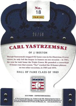 2015 Panini Cooperstown - HOF Crown Royale Die Cut Purple #18 Carl Yastrzemski Back