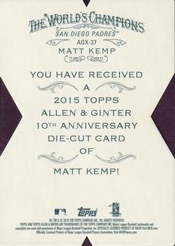 2015 Topps Allen & Ginter - National Die Cut Exclusives #AGX-37 Matt Kemp Back