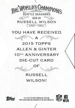 2015 Topps Allen & Ginter - National Die Cut Exclusives #AGX-81 Russell Wilson Back