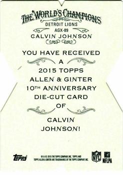 2015 Topps Allen & Ginter - National Die Cut Exclusives #AGX-89 Calvin Johnson Back