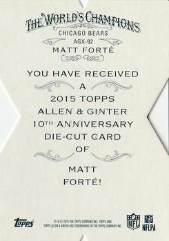 2015 Topps Allen & Ginter - National Die Cut Exclusives #AGX-92 Matt Forte Back