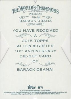 2015 Topps Allen & Ginter - National Die Cut Exclusives #AGX-98 Barack Obama Back