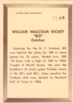 1968 Sports Memorabilia All Time Team #8 Bill Dickey Back