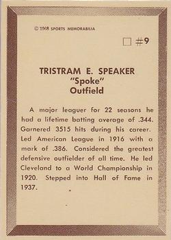 1968 Sports Memorabilia All Time Team #9 Tris Speaker Back