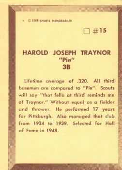 1968 Sports Memorabilia All Time Team #15 Pie Traynor Back