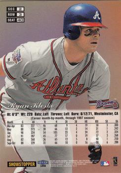 1998 Flair Showcase #40 Ryan Klesko Back