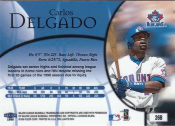 1999 Fleer Brilliants - Blue #26B Carlos Delgado  Back