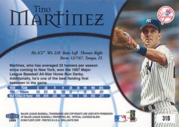 1999 Fleer Brilliants - Blue #31B Tino Martinez  Back