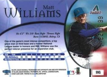 1999 Fleer Brilliants - Gold #99G Matt Williams  Back