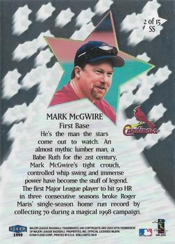 1999 Fleer Brilliants - Shining Stars #2 SS Mark McGwire  Back