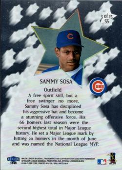 1999 Fleer Brilliants - Shining Stars #3 SS Sammy Sosa  Back