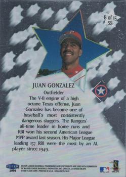 1999 Fleer Brilliants - Shining Stars #8 SS Juan Gonzalez  Back