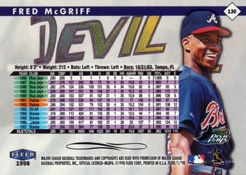 1998 Fleer Tradition #130 Fred McGriff Back