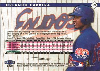 1998 Fleer Tradition #178 Orlando Cabrera Back