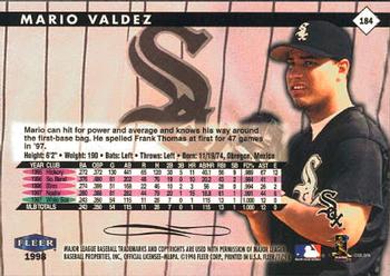 1998 Fleer Tradition #184 Mario Valdez Back
