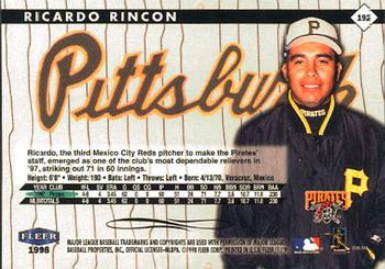 1998 Fleer Tradition #192 Ricardo Rincon Back