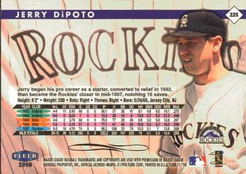 1998 Fleer Tradition #225 Jerry DiPoto Back