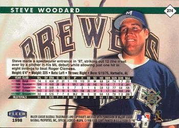 1998 Fleer Tradition #274 Steve Woodard Back