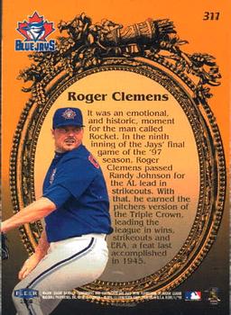 1998 Fleer Tradition #311 Roger Clemens Back