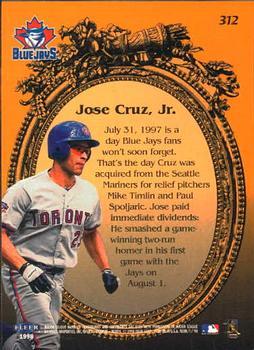 1998 Fleer Tradition #312 Jose Cruz, Jr. Back