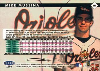1998 Fleer Tradition #389 Mike Mussina Back