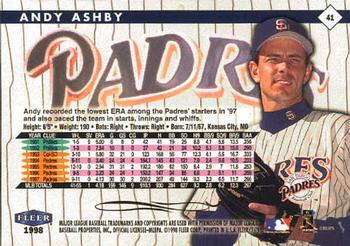 1998 Fleer Tradition #41 Andy Ashby Back
