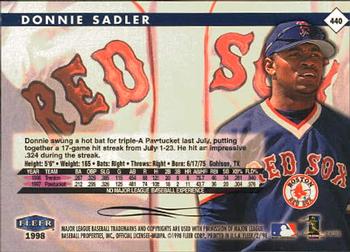 1998 Fleer Tradition #440 Donnie Sadler Back