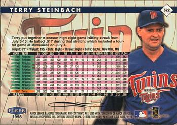 1998 Fleer Tradition #522 Terry Steinbach Back