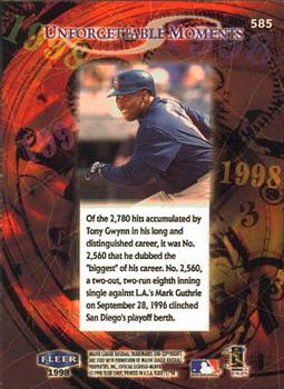 1998 Fleer Tradition #585 Tony Gwynn Back