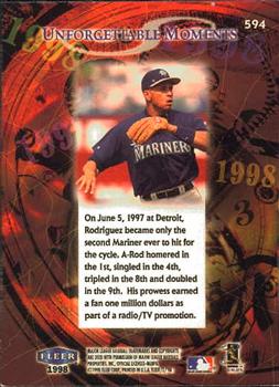 1998 Fleer Tradition #594 Alex Rodriguez Back