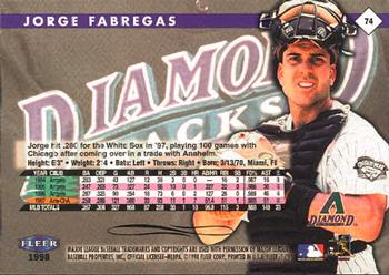 1998 Fleer Tradition #74 Jorge Fabregas Back