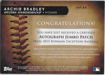 2015 Bowman Inception - Autographed Jumbo Patches #IAP-AB Archie Bradley Back