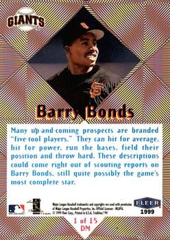 1999 Fleer Tradition - Diamond Magic #1DM Barry Bonds  Back