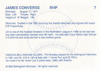 1990 Bellingham Mariners #7 Jim Converse Back