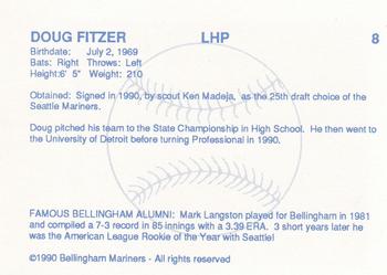1990 Bellingham Mariners #8 Doug Fitzer Back