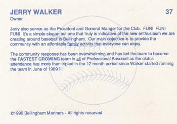 1990 Bellingham Mariners #37 Jerry Walker Back