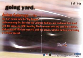 1999 Fleer Tradition - Going Yard #5GY Andres Galarraga  Back