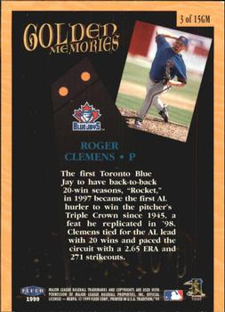 1999 Fleer Tradition - Golden Memories #3GM Roger Clemens  Back