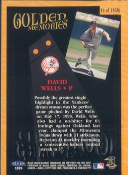 1999 Fleer Tradition - Golden Memories #14GM David Wells  Back