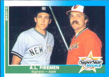 1987 Fleer #627 A.L. Firemen (Dave Righetti / Don Aase) Front