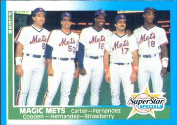 1987 Fleer #629 Magic Mets (Gary Carter / Sid Fernandez / Dwight Gooden / Keith Hernandez / Darryl Strawberry) Front