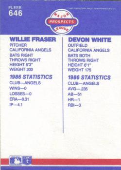 1987 Fleer #646 Willie Fraser / Devon White Back